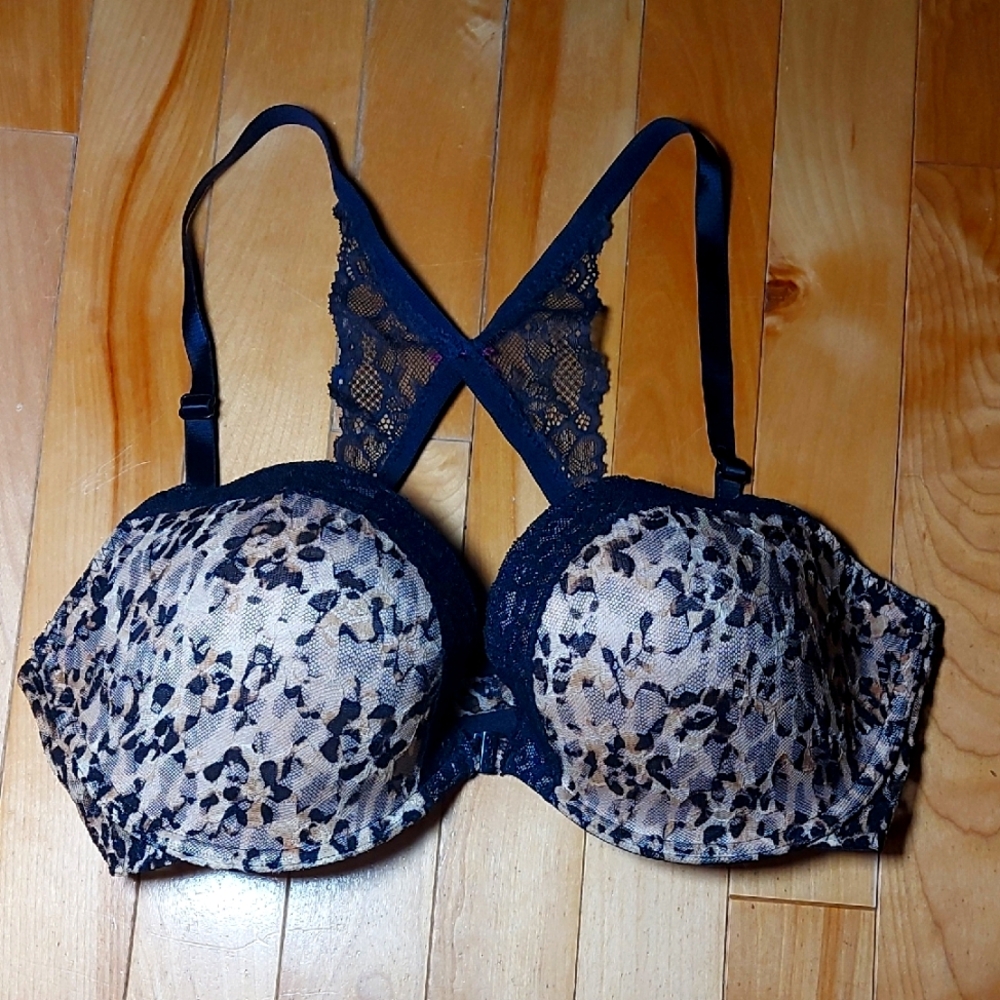 La SENZA | Black and Tan Animal Print Lace Bra- 36 D